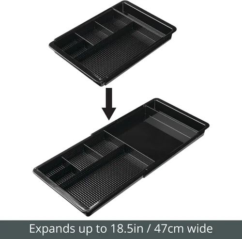 Vista 5 de mDesign Organizador de cajones de plástico expandible y contenedor de almacenamiento para suministros de oficina, lápiz de gel, marcador