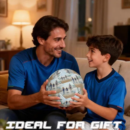 Vista 4 de Balón de fútbol personalizado de tamaño oficial con nombre de foto, logotipo, cuero sintético duradero, regalo unisex para entrenamiento de juego