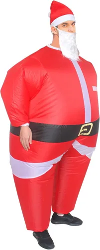 Vista 3 de VURPOKSI Disfraz inflable de Papá Noel divertido de Navidad para Navidad