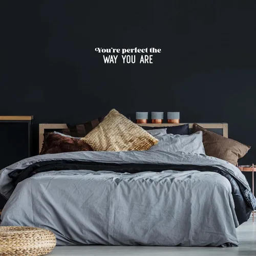 Vista 2 de Vinyl Wall Art Decal - You're Perfect The Way You are - 6.5" x 27" - Trendy Inspirational Positive Self Esteem Quote Sticker for Bedrrom Living Room