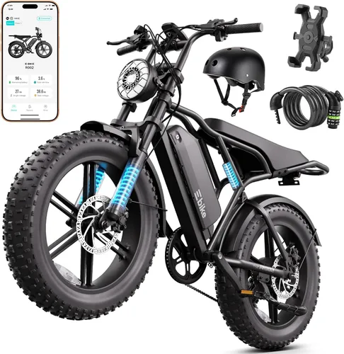 Vista 13 de Electric Bike for Adults,2000W Peak,20"x4"Fat Tire,48V Removable Battery 2-Negro carbón
