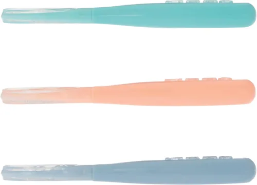 Vista 6 de Nuby Juego de 3 cucharas para bebé de 3 etapas, paquete de 36, más de 6 meses, cucharas para bebé con mango de fácil agarre, color pastel