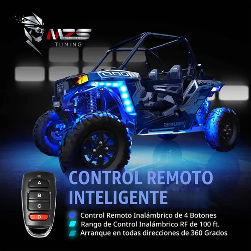 Vista 5 de MZS - Juego de 8 piezas de luces LED para motocicleta, tiras de neón RGB multicolor, kit de iluminación inferior LED compatible con ATV, UTV