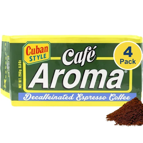 Vista 7 de Café Aroma - Café molido espresso descafeinado tostado oscuro, auténtico café cubano, sellado al vacío, 8.8 onzas, perfecto para café caliente