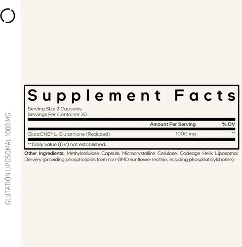 Vista 2 de Codeage Suplemento de glutatión liposomal de 1000 mg, L-glutatión reducido de alta potencia - Entrega liposomal - Fosfolípidos - Sin OMG, sin gluten