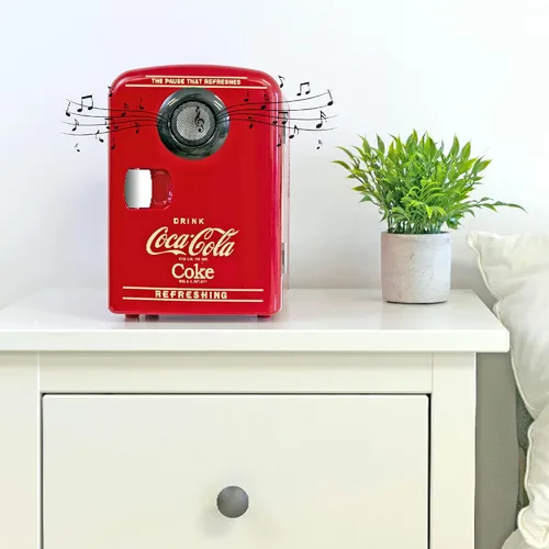 Vista 6 de Coca-Cola - Mini refrigerador de 4 litros, altavoz Bluetooth, 6 latas, rojo