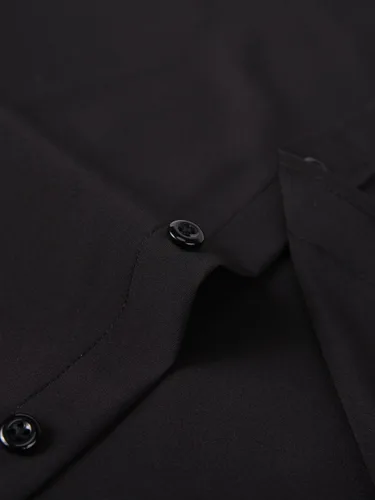 Vista 6 de corfty Camisa de vestir de manga larga para hombre, ajuste regular, elástica, sin arrugas, casual, con botones