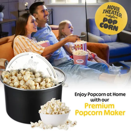 Vista 4 de Great Northern Popcorn Stovetop Popcorn Maker, Black, 6.5 Quart Negro