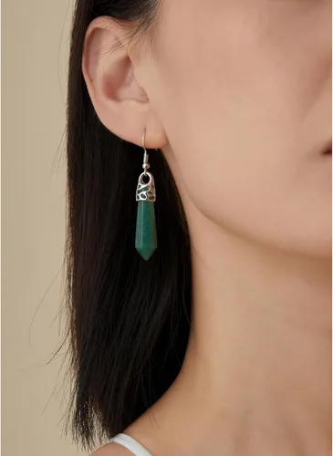 Vista 2 de Aretes de jade auténticos para mujer, joyería hecha a mano, claros, oscuros, piedra verde y plata, colgantes, colgantes, piedra natural, regalos