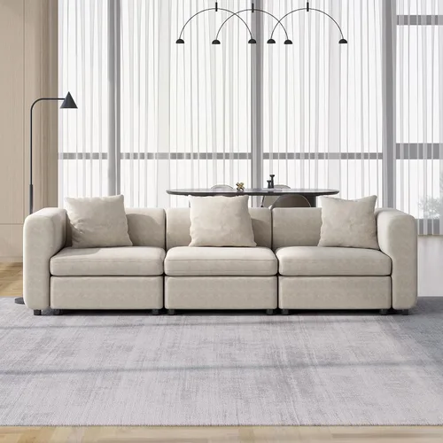 Vista 12 de Guyii Sofá Seccional de Terciopelo, Sofá Loveseat Moderno de Gran Tamaño con 2 Almohadas, Sofá Convertible de 81.88 pulgadas de Largo con Cojines