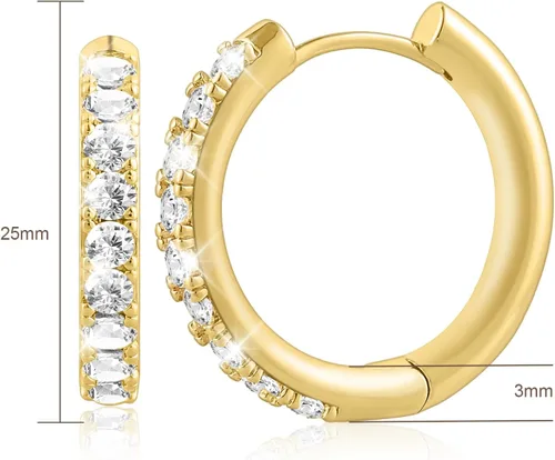 Vista 6 de Ongerek Aretes de aro de oro de 14 quilates para mujer, aretes de aro de oro de 14 quilates, aretes de aro pequeños de oro de 14 quilates, aretes