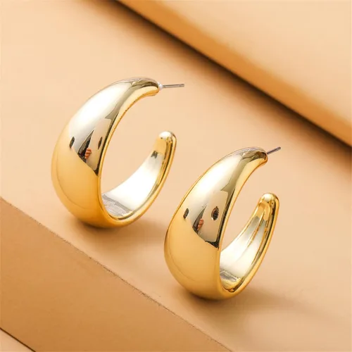 Vista 3 de Juego de aretes de oro para mujer, aretes de aro gruesos, aretes de lágrima dorados, aretes de aro ligeros, regalo de joyería para adolescentes