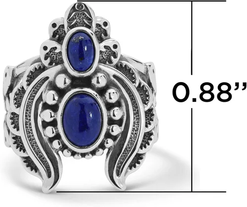 Vista 4 de Anillo Naja de plata de ley de American West con diseño de lapislázuli azul, turquesa o nácar, talla 5 a 10