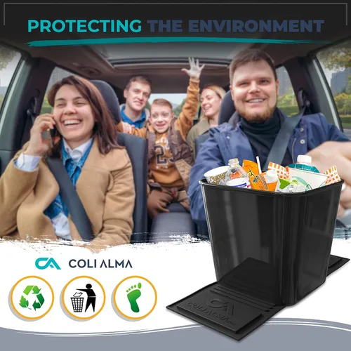 Vista 3 de Papelera de basura para coche (de plástico, extra grande, 1 galón, 4 litros), XL, Negro