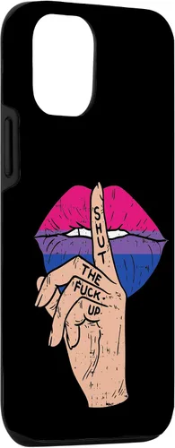 Vista 3 de iPhone 14 Bisexual Pride Stfu Lips Mouth Bi Flag Bisexualidad LGBT Estuche de regalo
