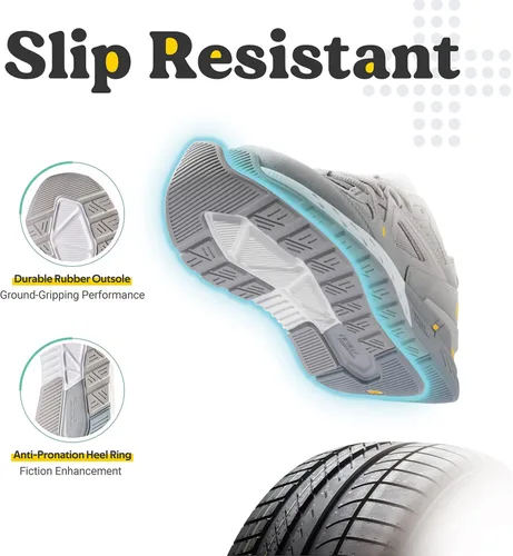 Vista 6 de FitVille Zapatos de caminar extra anchos para hombre, tenis de ancho ancho ancho para pies planos, ajuste de arco, alivio del dolor en el talón