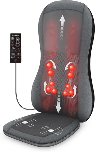 Vista 9 de COMFIER - Masajeador Shiatsu de espalda completa para silla con calor, con 2 velocidades Shiatsu, almohadilla de masaje para silla con punto