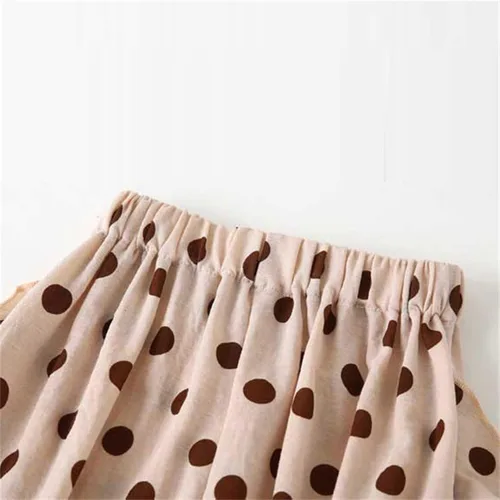 Vista 3 de Pantalones largos básicos básicos de algodón con lunares y lunares para niños y niñas pequeños