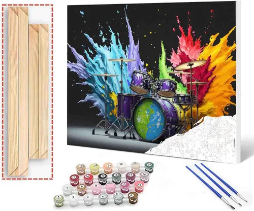 Vista 19 de Aihonmin Graffiti instrumental, paquete de 6 pinturas por números para adultos, kit de pintura musical por números, sobre lienzo para principiantes