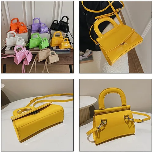 Vista 3 de Tngan Bolso de noche de la PU de las mujeres Bolso de cuero de charol Bolso de hombro del color del caramelo