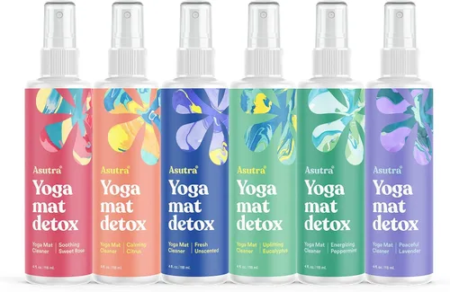 Vista 18 de Limpiador de colchoneta para yoga 100% natural y orgánico, SEGURO PARA TODAS LAS COLCHONETAS, no deja residuos pegajosos o viscosos, limpia