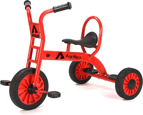 Vista 11 de Triciclo infantil para preescolares a partir de 3 años, ideal para patio de juegos al aire libre y guardería, triciclo de pedal de metal duradero