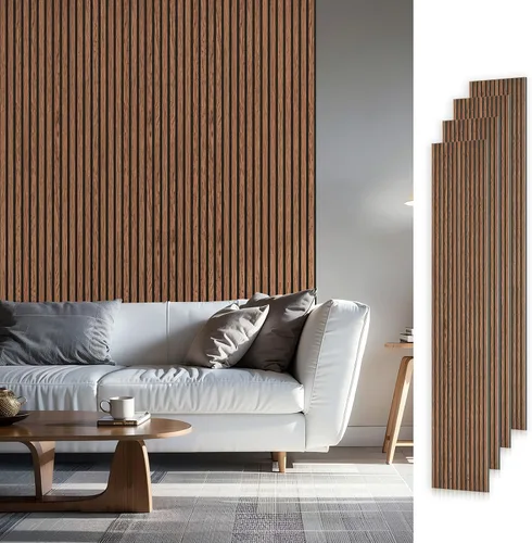 Vista 26 de SMARTSTANDARD Paneles acústicos de listones de madera de muestra, panel de pared de listones de madera insonorizado, nogal, paquete de muestra
