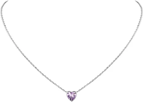 Vista 27 de Suplight 925 Sterling Silver Heart/Round Birthstone Necklaces for Women 01. Enero (Garnet)