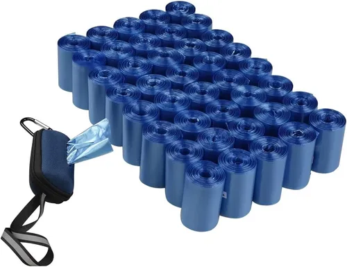 Vista 7 de 1400 unidades de 40 rollos de bolsas para excrementos de perro con dispensador, color azul