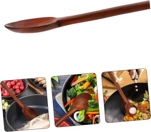 Vista 6 de SHOWERORO Cucharón de madera para cocina, cuchara de madera, cuchara de servir cuchara de madera para cocinar, resistente, fácil de limpiar para uso