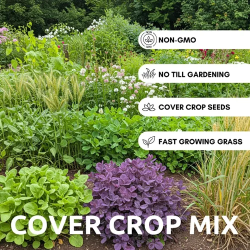 Vista 3 de No-Till Cover Crop 10 Seed Mix - Centeno de invierno, trébol blanco, guisantes de invierno austriacos, triticale, trébol carmesí, guisantes de vaca