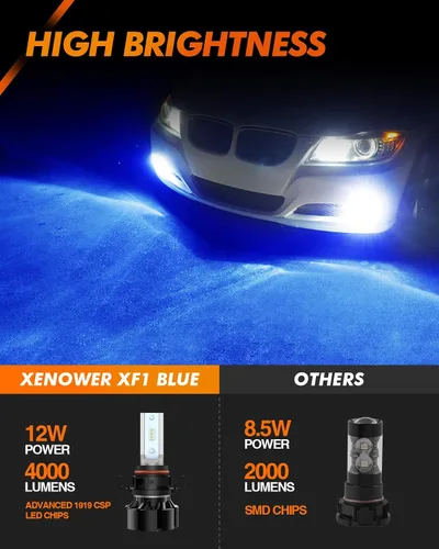 Vista 2 de SEALIGHT Bombillas LED antiniebla 2504 PSX24W color azul, 4000 lúmenes, 12 W, alta potencia, 2504 PSX24W LED antiniebla DRL bombillas de repuesto