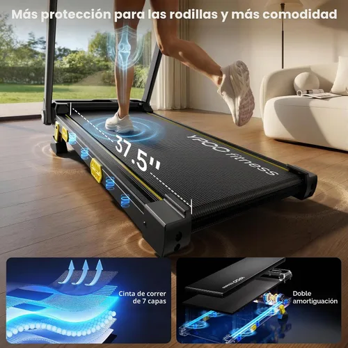 Vista 8 de YPOO 13% Incline Walking Pad Handle 6.2MPH RGB Light Plegable Negro oscuro