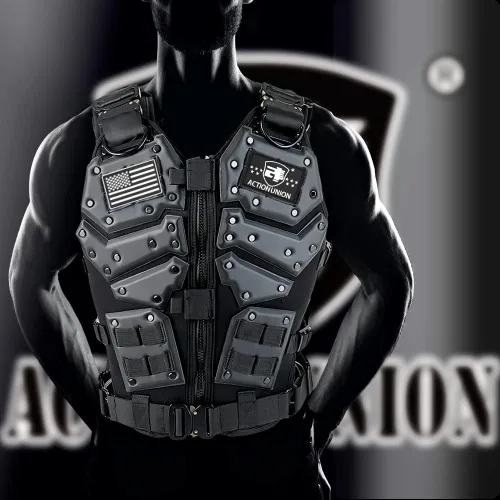 Vista 5 de ACTIONUNION Chaleco táctico para hombre, chaleco de Airsoft, chaleco Molle ajustable para adultos, disfraces de cosplay