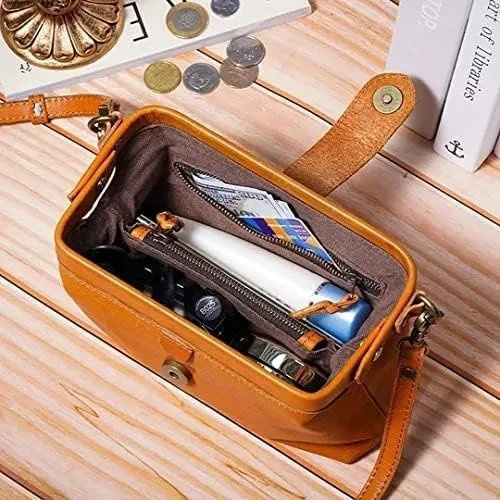 Vista 3 de Bolso médico de cuero vintage hecho a mano Bolso cruzado pequeño retro para mujer, bolso de teléfono con apertura única