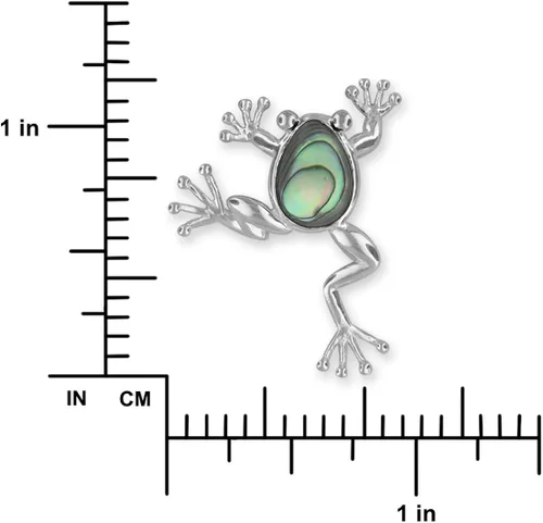 Vista 3 de Plata de ley Abalone Shell Collar con Colgante de Lucky Frog, 18+ 2" extensor