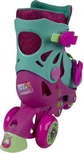 Vista 2 de PlayWheels Trolls Glitter - Patines convertibles 2 en 1, talla junior 6-9