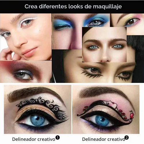 Vista 6 de Juego de lápices delineadores de ojos blancos y negros, barra iluminadora de ojos blancos lisos, de secado rápido, resistente al agua, alta