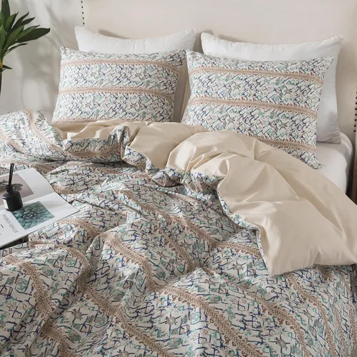 Vista 85 de HoneiLife Juegos de Fundas de Edredón Twin - Funda de Edredón Floral 100% Algodón, Juego de Ropa de Cama Transpirable de 2 Piezas con Cierre