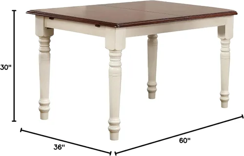 Vista 3 de Sunset Trading Andrews - Mesa de comedor rectangular extensible con hojas de mariposa de 60 pulgadas Madera blanca antigua/marrón castaño