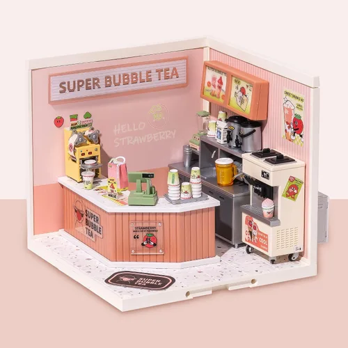 Vista 2 de Juego de construcción modelo para adultos Super Creator (té de burbujas de doble alegría+techo+puerta)