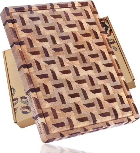 Vista 13 de YOUSUNLONG Cutting Board Large End Grain Acacia Wood Mixed With Oak - 1.5in Thick - 16''x13''Oversized Cutting Boards - Sustainable Kitchen Chopping