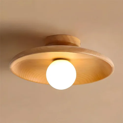 Vista 7 de Lámpara de techo poco profunda con forma de platillo de madera cerca de la lámpara de techo Simplicity Luz de montaje semiempotrado con bombilla G9