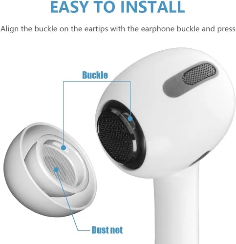 Vista 4 de SIXFU 3 pares de almohadillas de repuesto compatibles con AirPods Pro y AirPods Pro 2, puntas de silicona actualizadas, incluyendo cepillo limpiador
