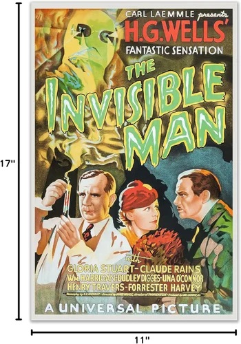 Vista 2 de Póster de película vintage The Invisible Man, juego de 1 (11 x 17 pulgadas)