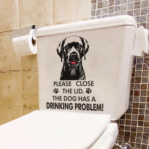 Vista 3 de Funny Labrador Retriever - Adhesivo para tapa de inodoro, diseño de perro