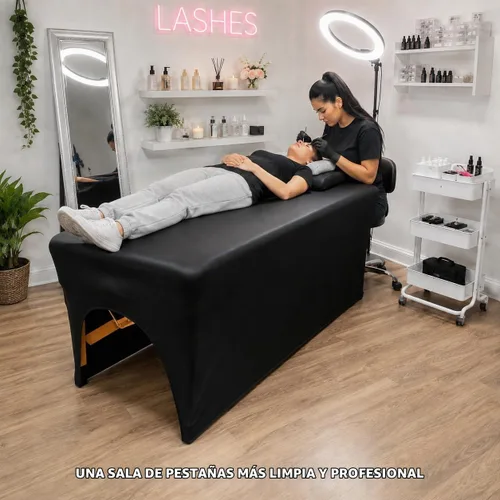 Vista 7 de Onism Funda de cama para extensiones de pestañas, cubierta de mesa de Negro
