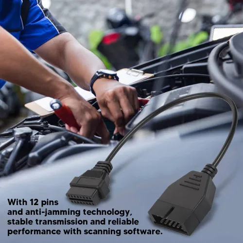 Vista 3 de Escáner OBD1, OBD1 a OBD2 Cable adaptador OBD1 12 pines a OBD2 16 Pines escáner Herramienta de diagnóstico Universal OBD II Cable adaptador