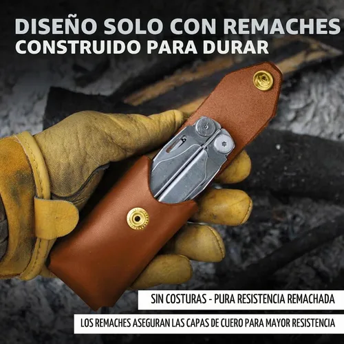 Vista 6 de American Bench Craft Funda multiherramienta de cuero y estuche para cuchillos para Gerber Diesel, MP600 y Gator plegable Funda de cuero remachada