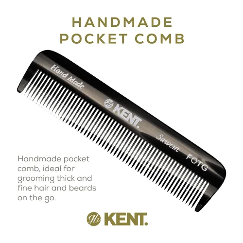 Vista 5 de KENT A FOT Peine de bolsillo hecho a mano para hombres, peine de pelo de dientes finos para peinados diarios, barba y bigote, uso seco